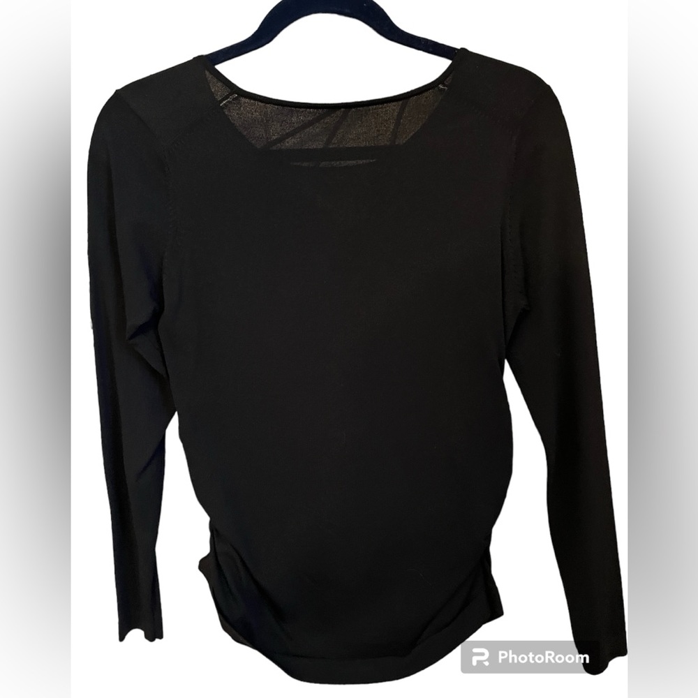 Rayon and nylon scoop neckline black top. Size small